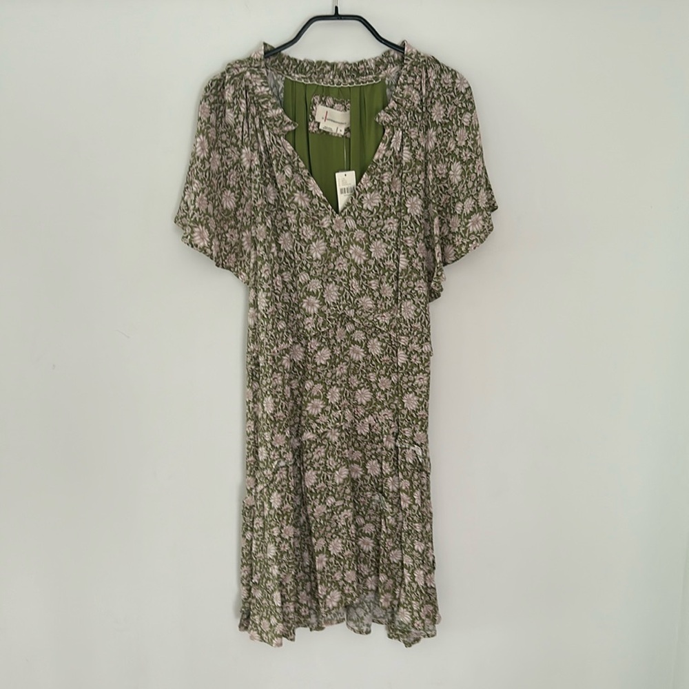 NWT_Anthropologie Green and Tan Dress